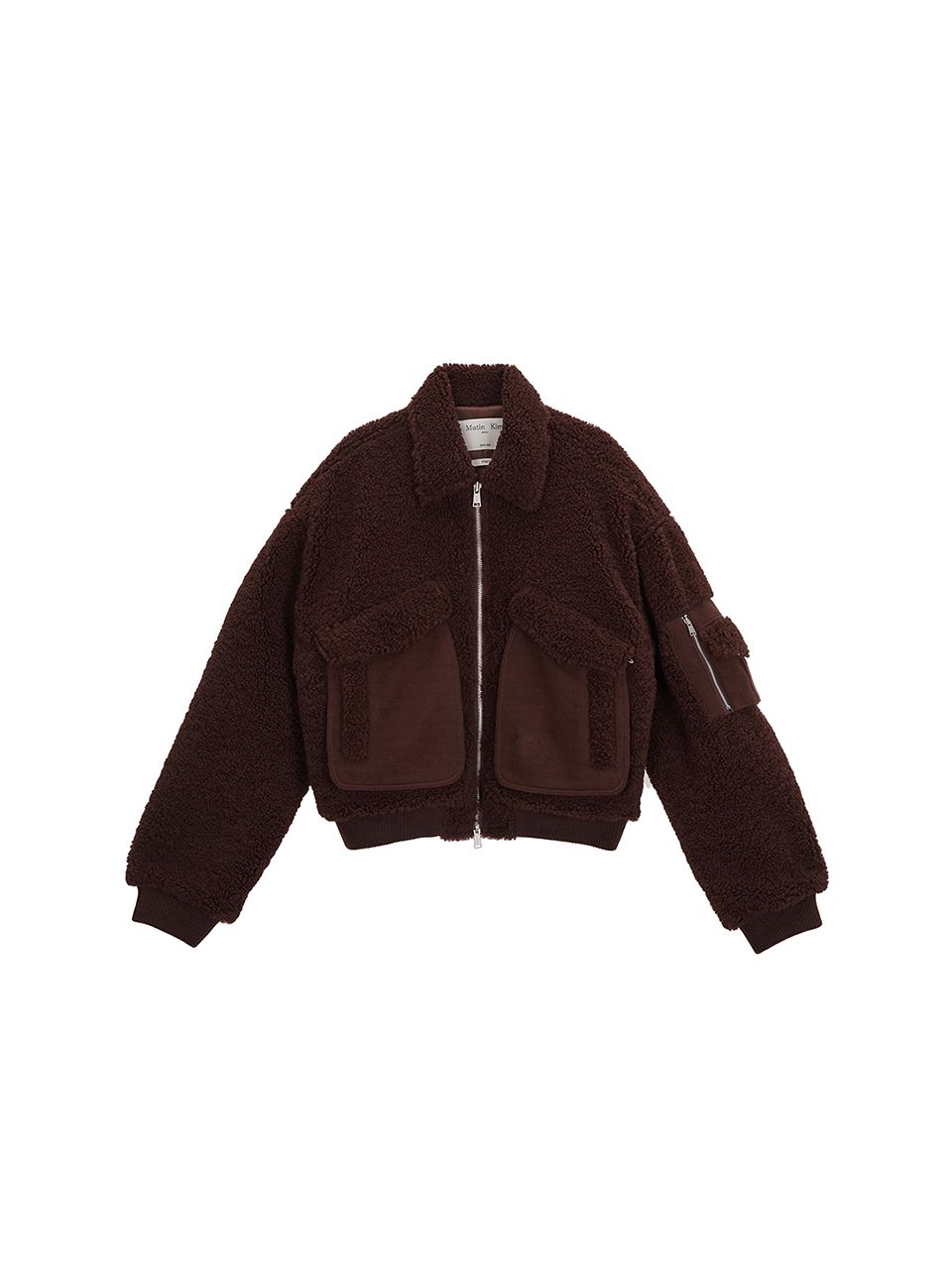 MUSINSA | MATIN KIM KNIT MIXED TEDDY CROP JUMPER IN DARK BROWN