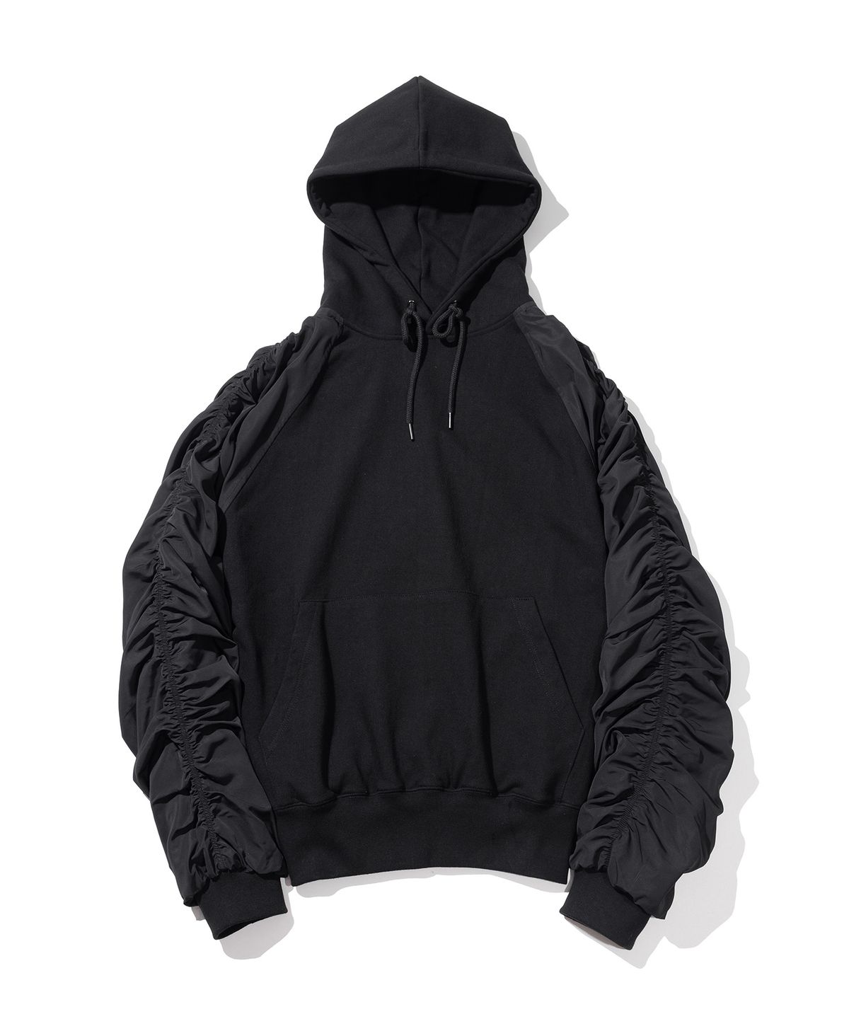 매스노운(MASSNOUN) BELINE PUCKERING HOODIE MFHHD006-BK