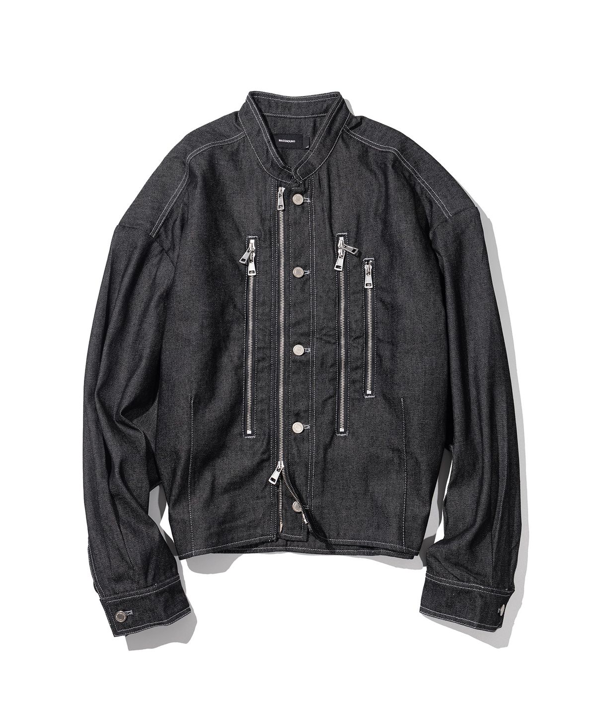 매스노운(MASSNOUN) HIGH NECK BIKER DENIM MFHJK003-BK