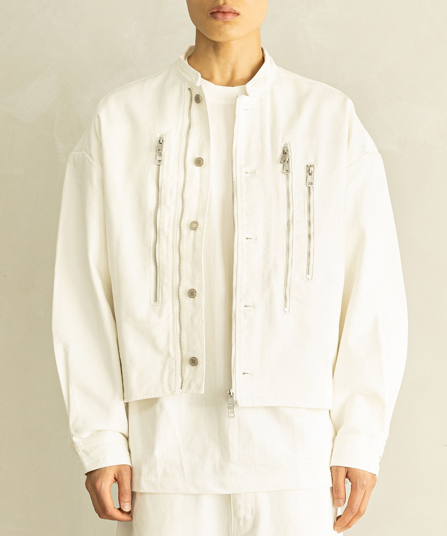 【massnoun】23FW★ HIGH NECK BIKER DENIM HIGH NECK BIKER DENIM MFHJK003-BK - MASSNOUN | 60% - Asian
