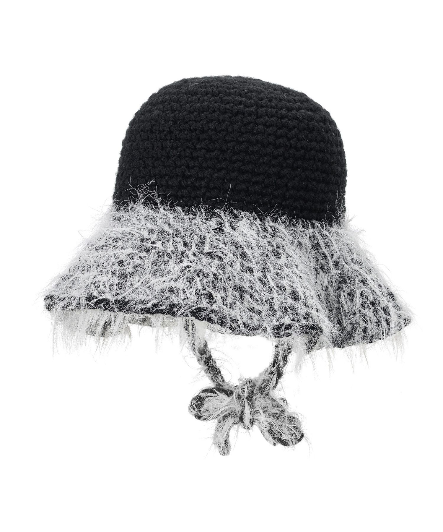 ★VARZAR★ Crochet Knit Round Bucket Hat Black MUSINSA | VARZAR Crochet Knit Round Bucket Hat Black
