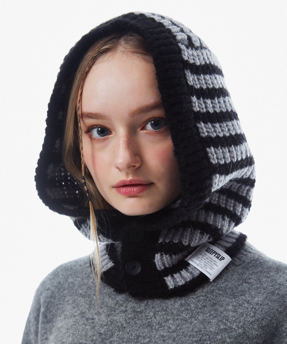 슬리피슬립(SLEEPYSLIP) BEE KNIT GRAY BARACLAVA