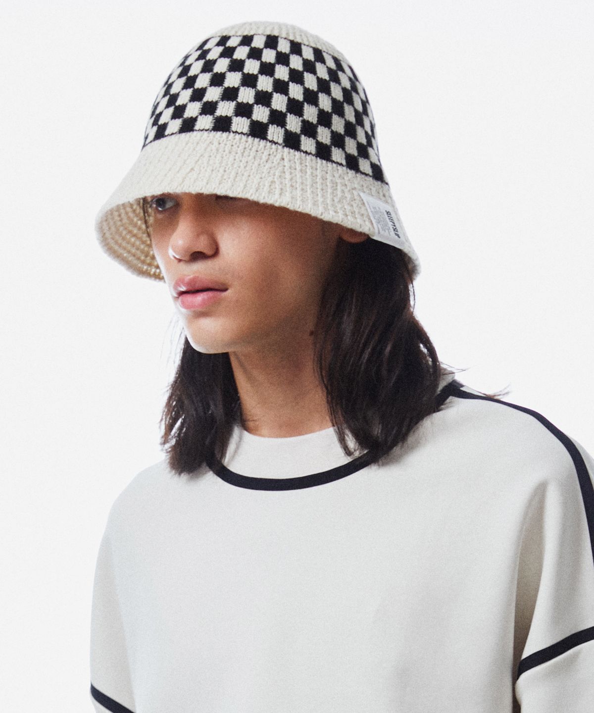 슬리피슬립(SLEEPYSLIP) CHESSBOARD IVORY BUCKET HAT