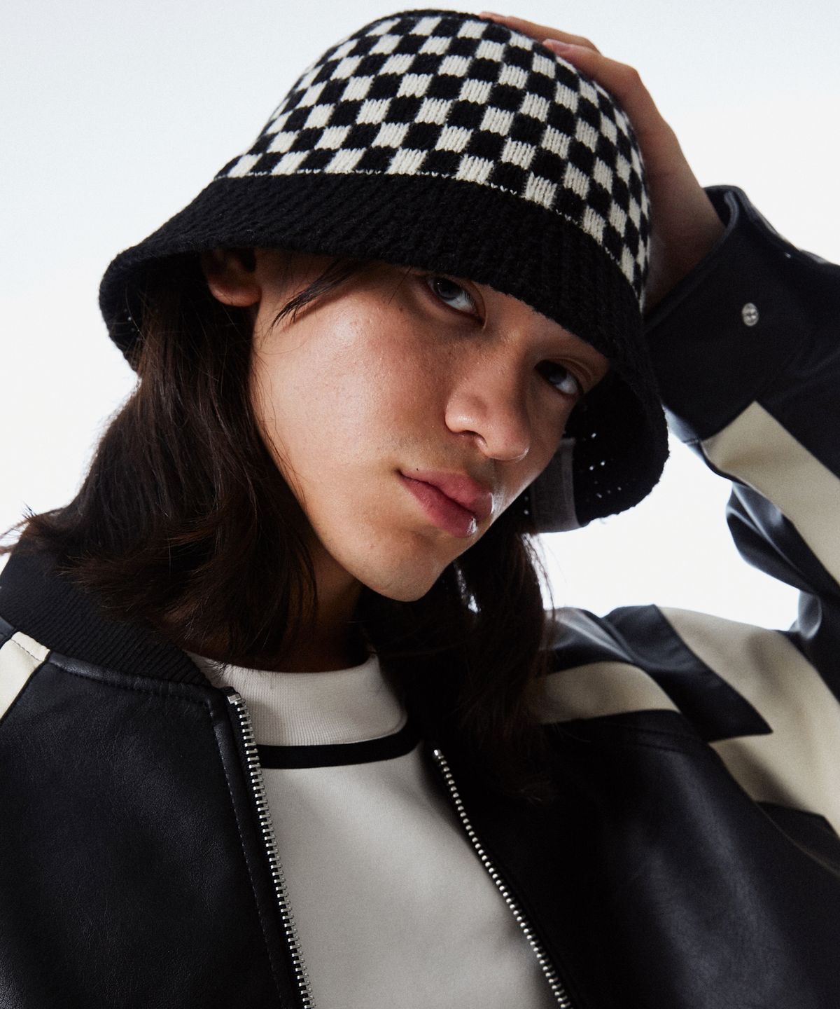 슬리피슬립(SLEEPYSLIP) CHESSBOARD BLACK BUCKET HAT