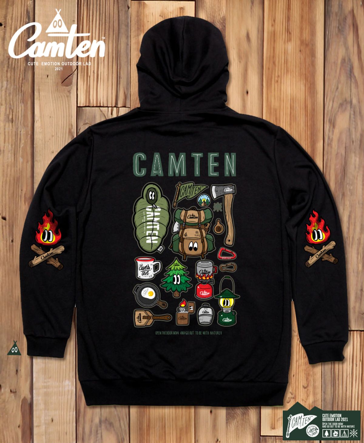 돌돌(DOLDOL) Camten-hoody-82 감성 캠핑 브랜드 캠텐 캐릭터 그래픽 후드티