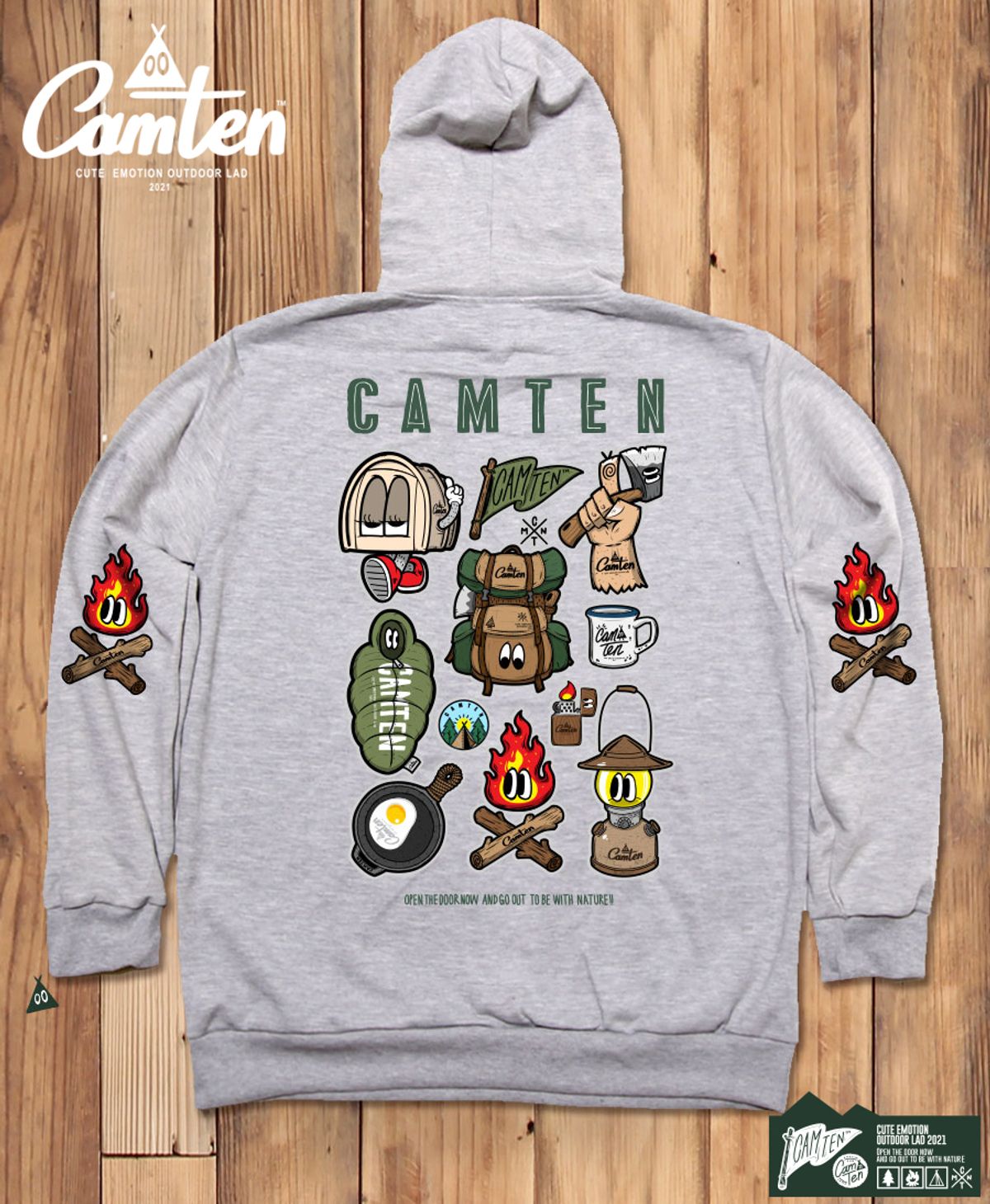 돌돌(DOLDOL) Camten-hoody-84 감성 캠핑 브랜드 캠텐 캐릭터 그래픽 후드티