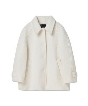 울 부클 하프 코트 아이보리