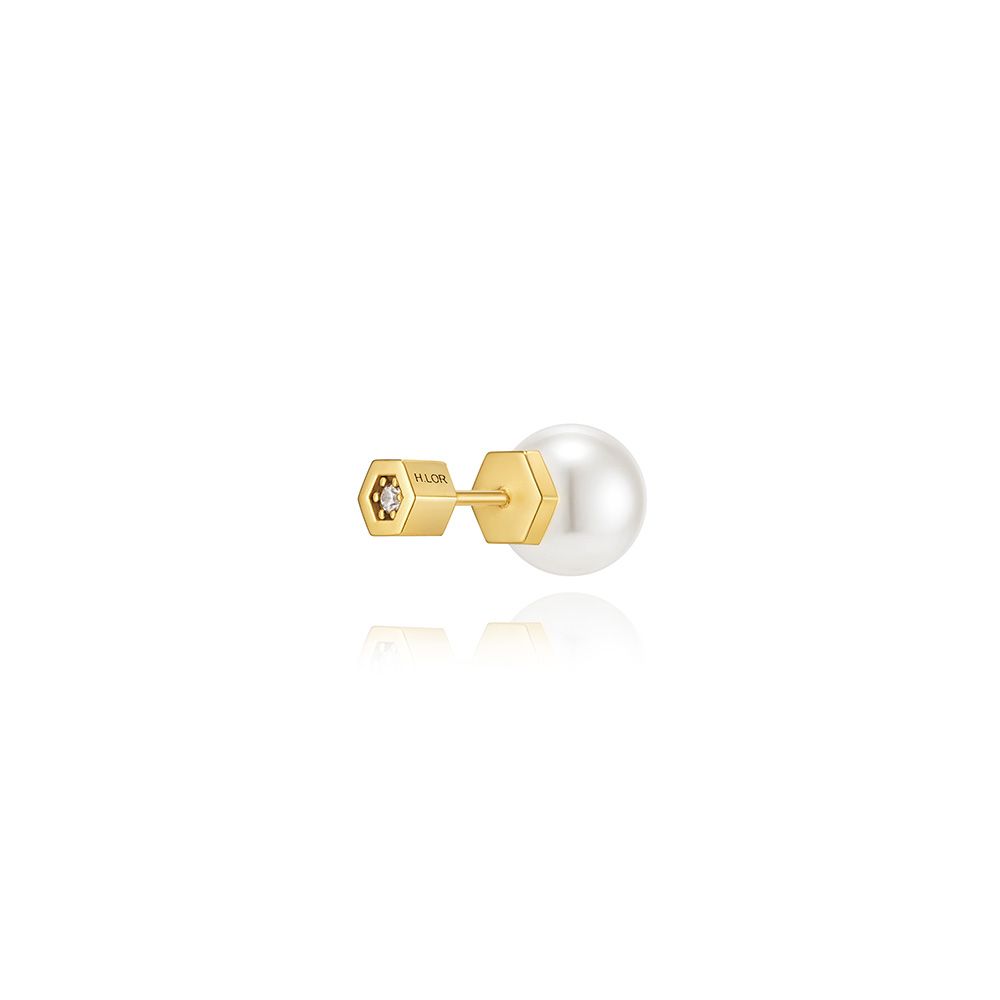 【HYERES LOR】25SS★ H Edition SL Pearl 1Touch Earrings 12mm Labulgara White Pearl Horizon Mini Thread Earring - At