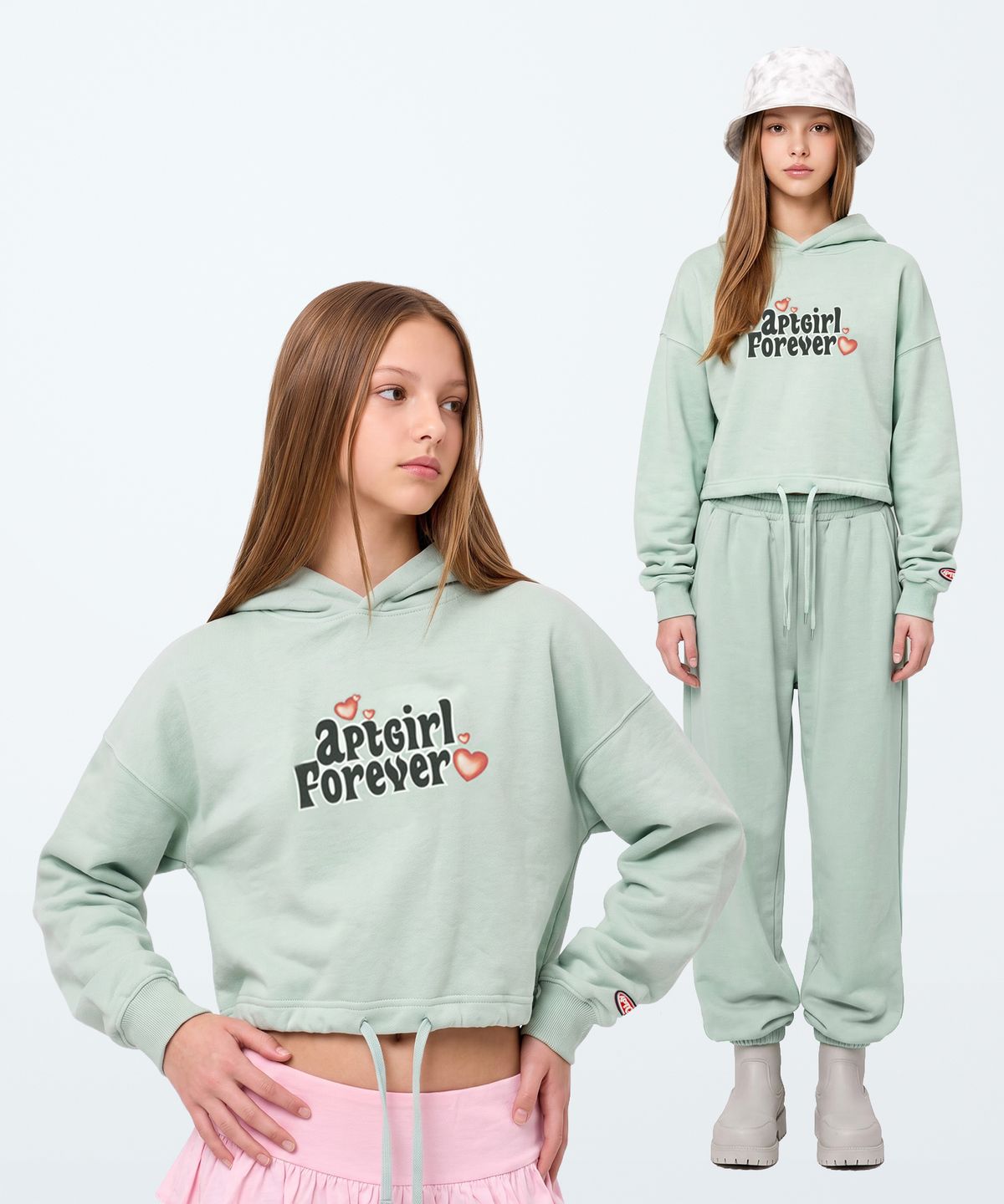 아파트먼트(APARTMENT) (W) LOVY CROP HOODIE - LIGHTMINT