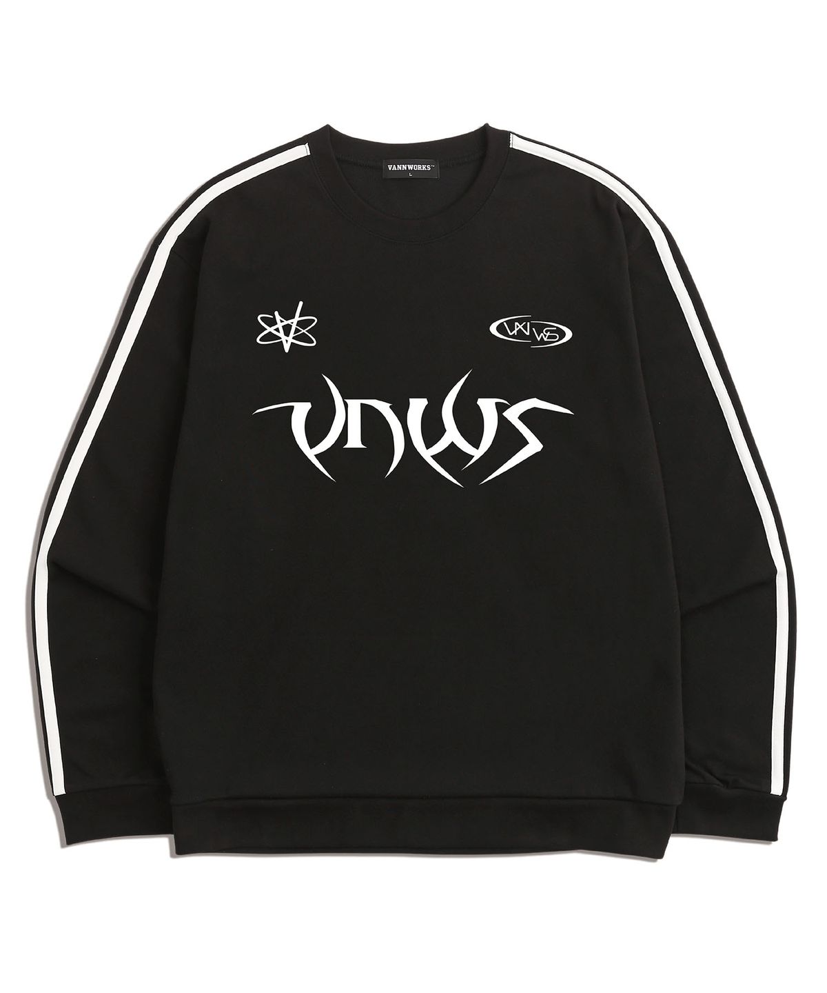 밴웍스(VANNWORKS) POINTED LOGO 오버핏 맨투맨 (VLS0049) 블랙