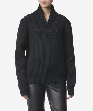 숄 넥 울 니트 - 블랙 / 750969Y76ER1000