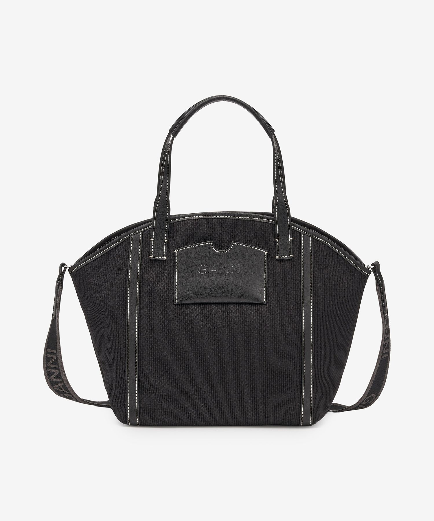 GANNI ブラック ロゴストラップキャンバス トートバッグ MUSINSA公式 | GANNI ロゴストラップキャンバス トートバッグ