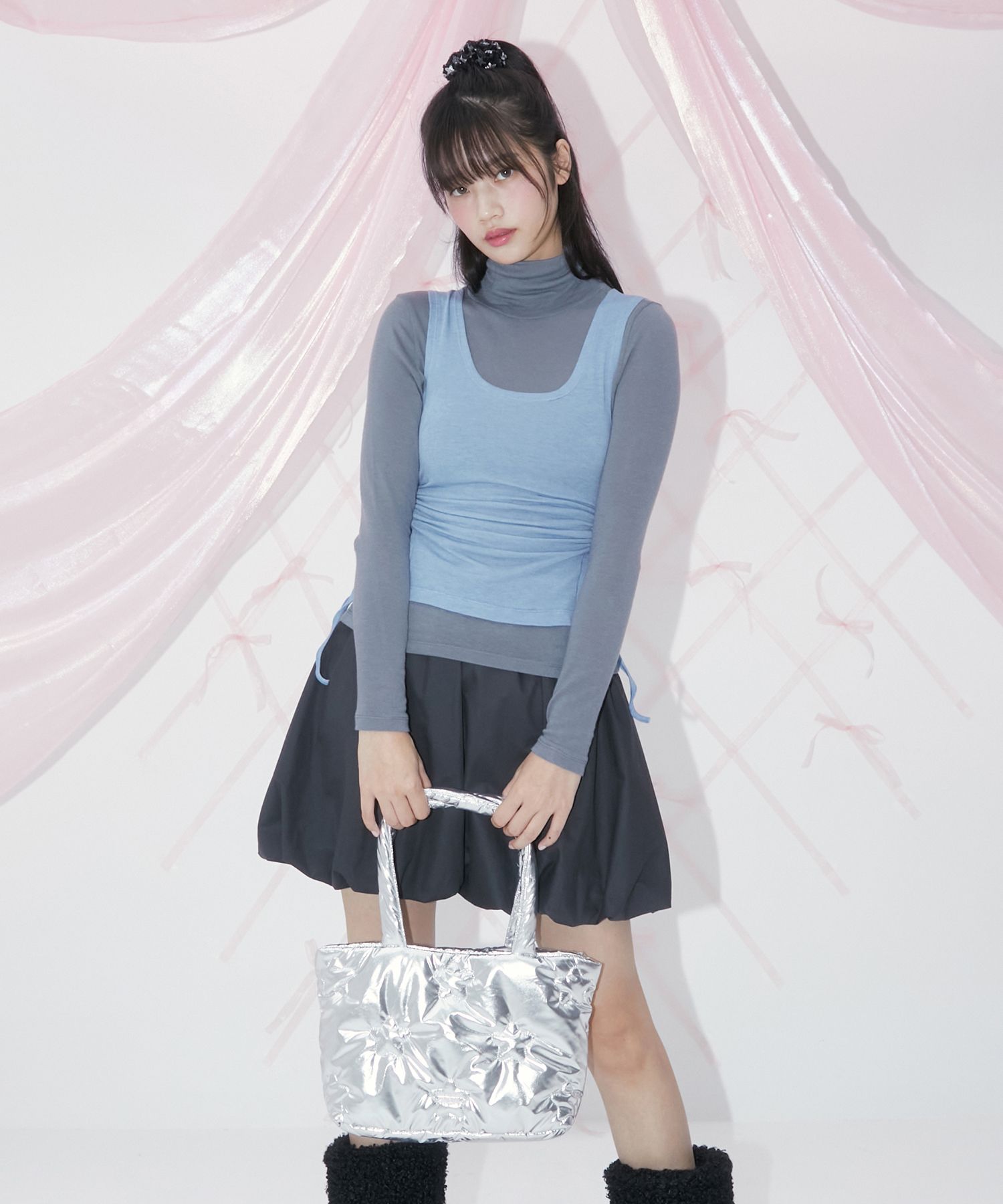 ☆韓国の人気☆【Margarin Fingers】☆STAR QUILTED TOTE BA.G☆ MARGARIN FINGERS] STAR QUILTED TOTE BAG (SILVER) 正規品 韓国