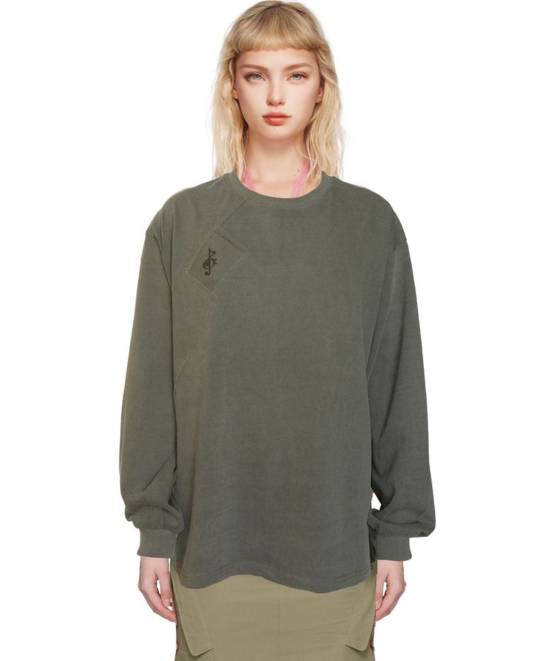 Ep.6 Long sleeve Music logo slash cut Dark grey top No.14