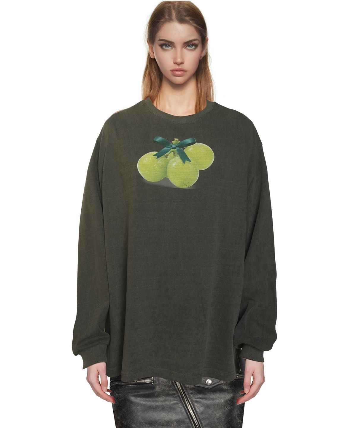2113 스튜디오(2113 STUDIO) Ep.6 Long sleeve T-shirts Dark grey top No.11 (Shine muscat)