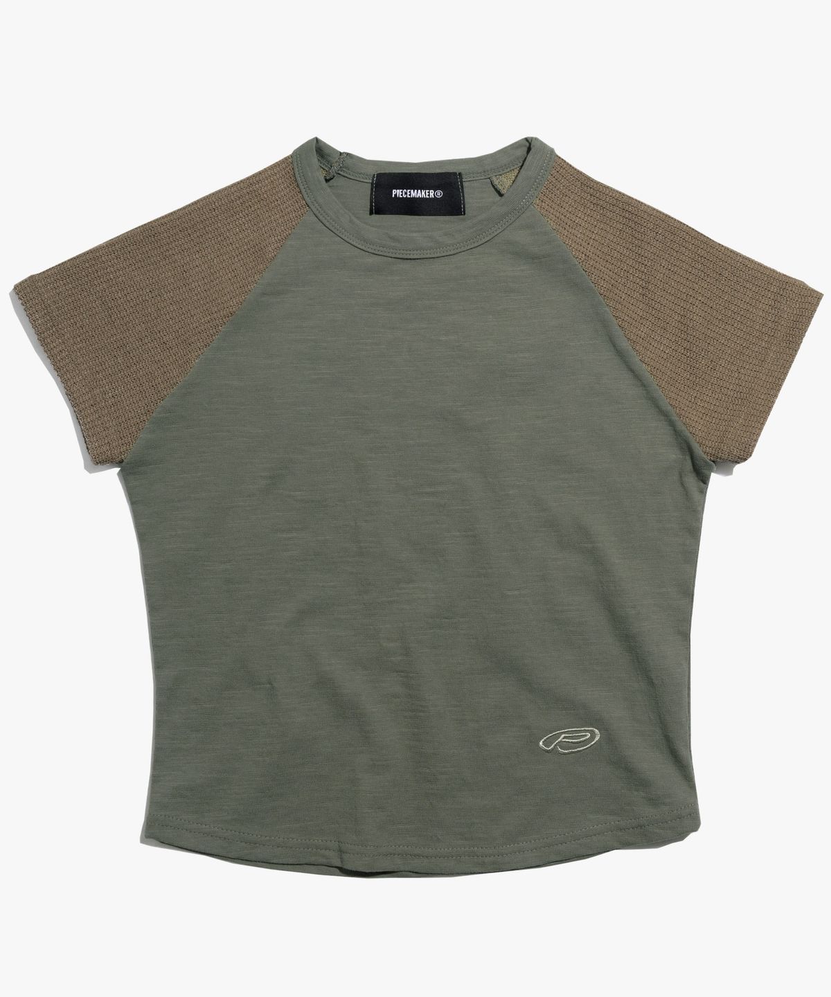 피스메이커(PIECE MAKER) EX KNIT CAP SLEEVE CROP TEE (OLIVE)