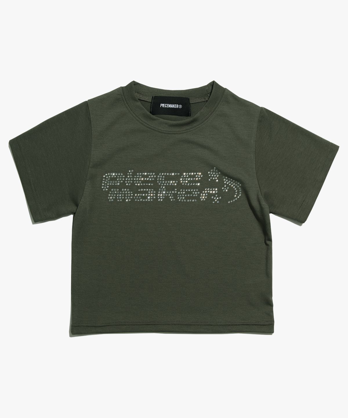 피스메이커(PIECE MAKER) CRYSTAL LOGO CROP TEE (OLIVE)