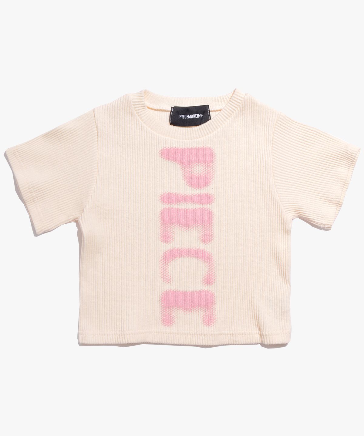 피스메이커(PIECE MAKER) RIBBED CONTRAST CROP TEE (CREAM)