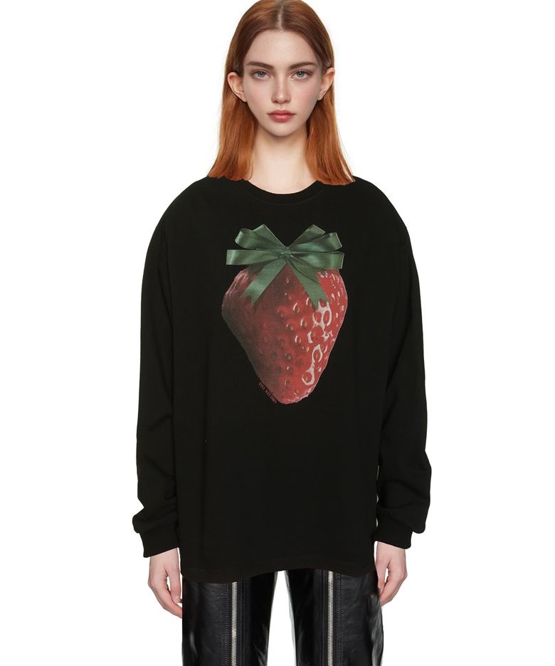 Ep.6 Long sleeve T-shirts Black top No.3 (Ribbon strawberry)