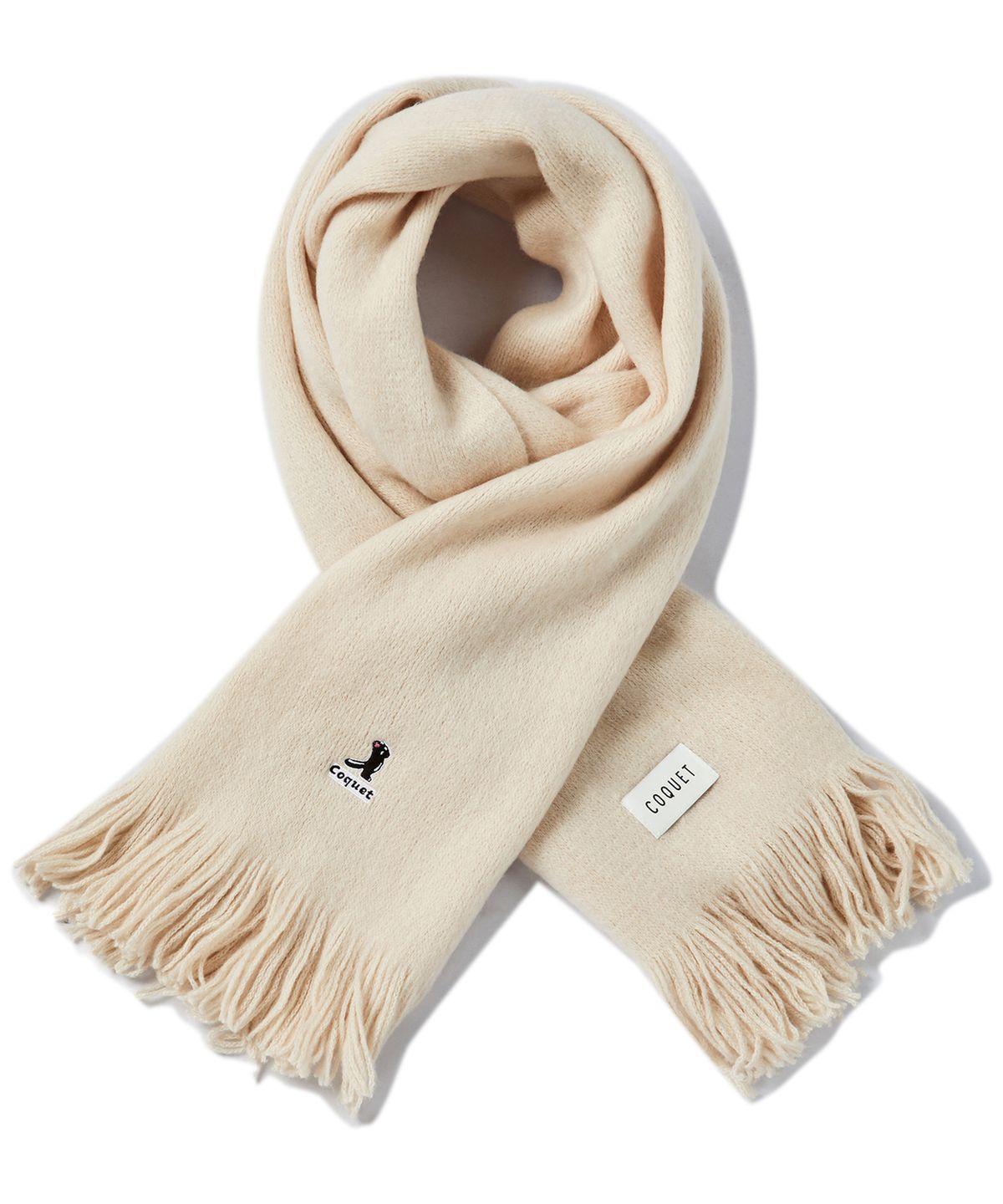 코케트(COQUET) SOFT WIDE LONG SILHOUETTE LESSER LOGO MUFFLER CREAM - 사이즈 ...