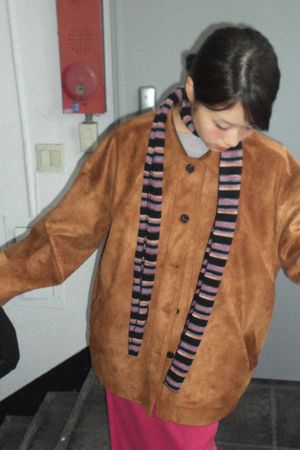 빈티지 스트라이프 니트 스카프