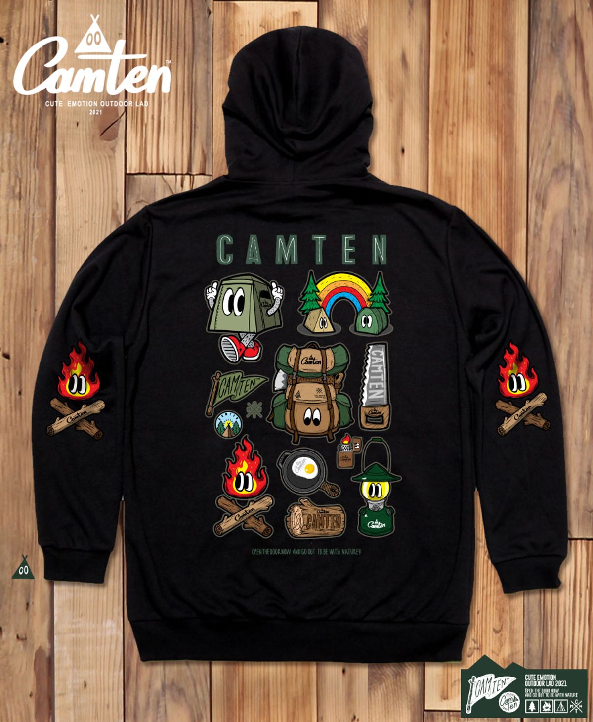 돌돌(DOLDOL) Camten-hoody-86 감성 캠핑 브랜드 캠텐 캐릭터 그래픽 후드티