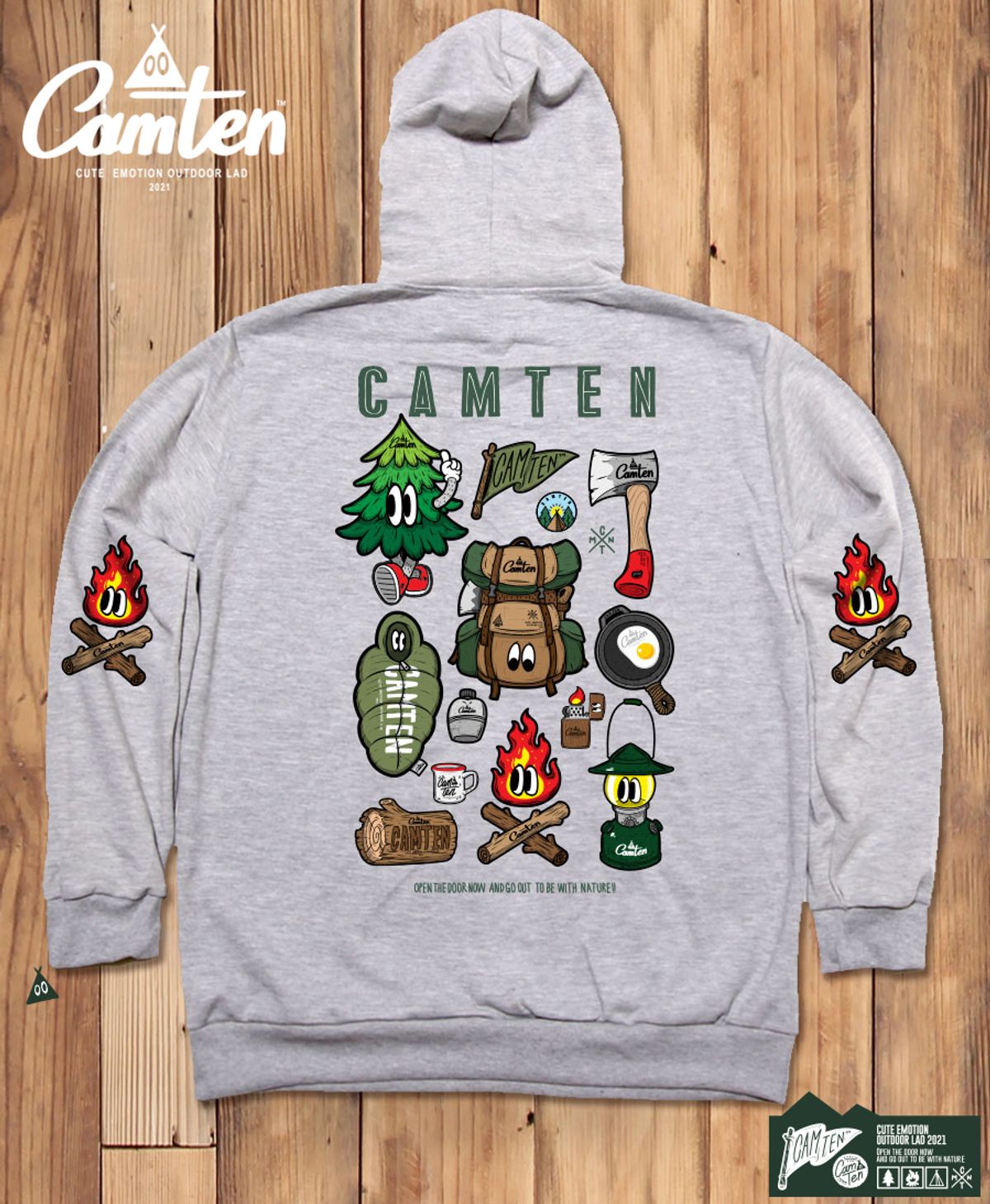 돌돌(DOLDOL) Camten-hoody-87 감성 캠핑 브랜드 캠텐 캐릭터 그래픽 후드티