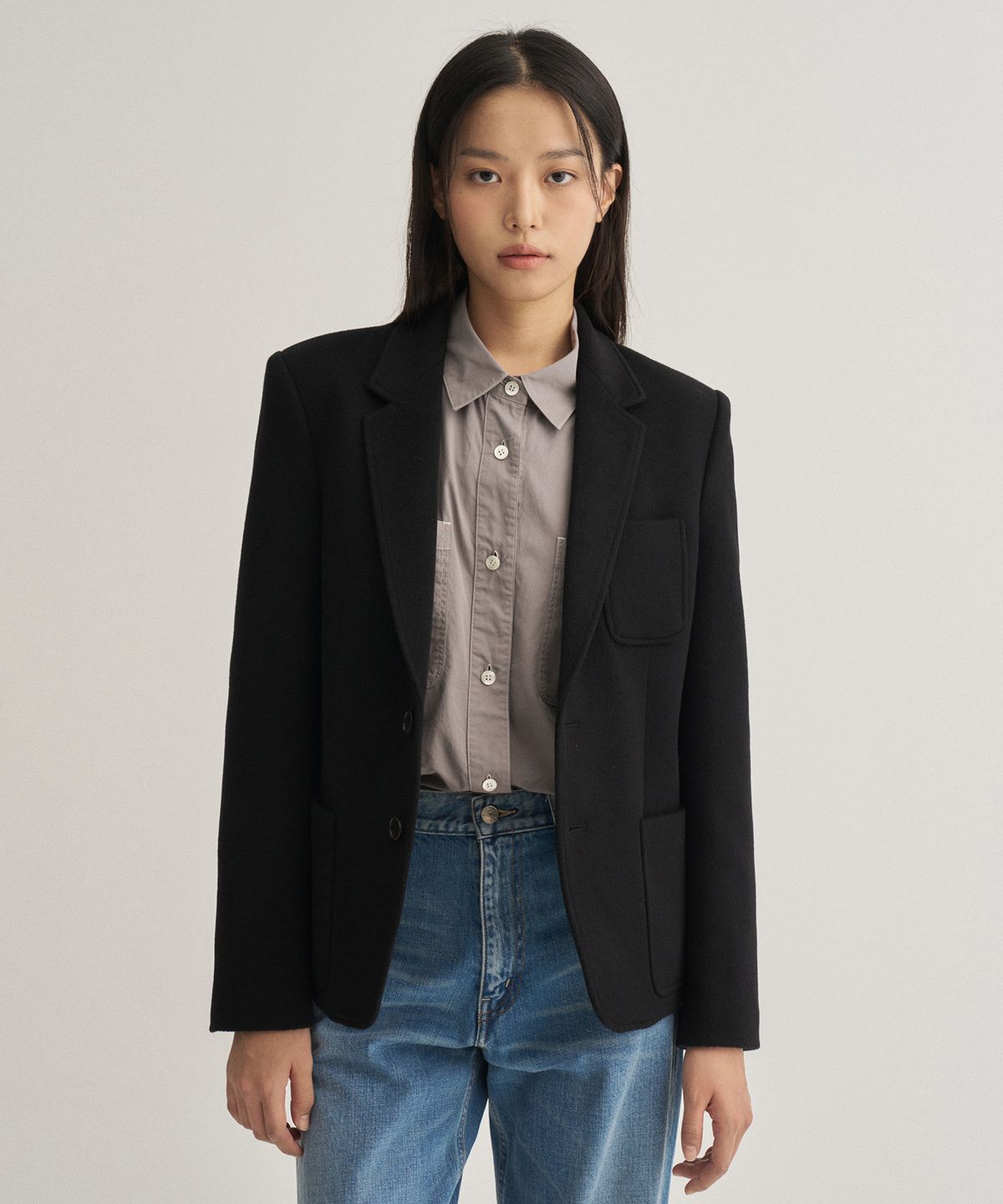 어나더오피스 우먼(ANOTHER OFFICE WOMEN) Women Legacy 2Button Jacket (Black)