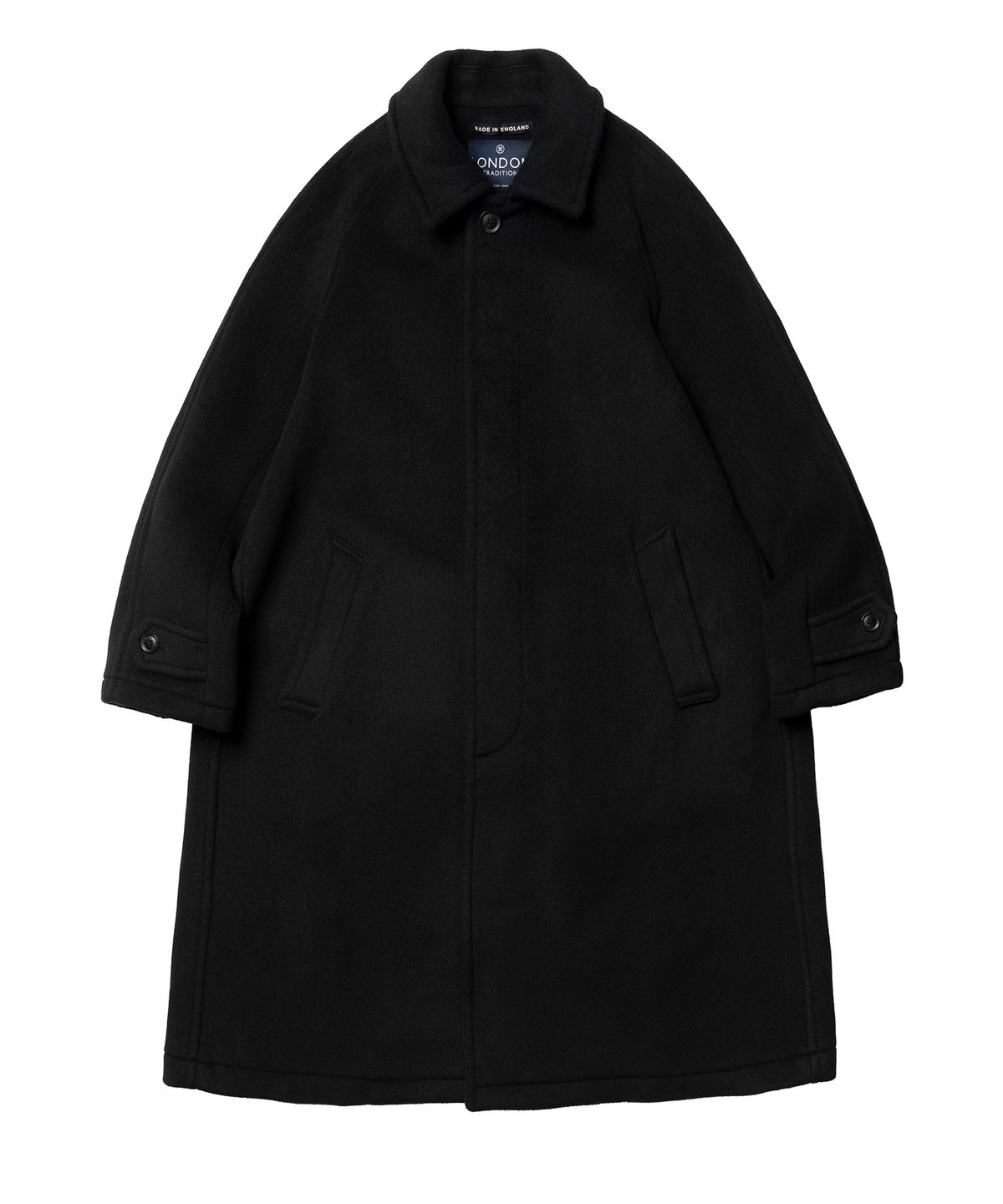 런던트레디션(LONDONTRADITION) Inverted Pleats Wool Coat - Black BW 5