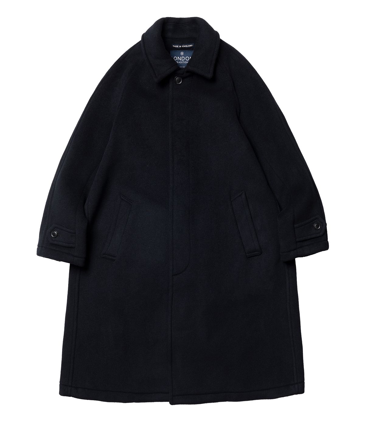 런던트레디션(LONDONTRADITION) Inverted Pleats Wool Coat - Navy BW 28