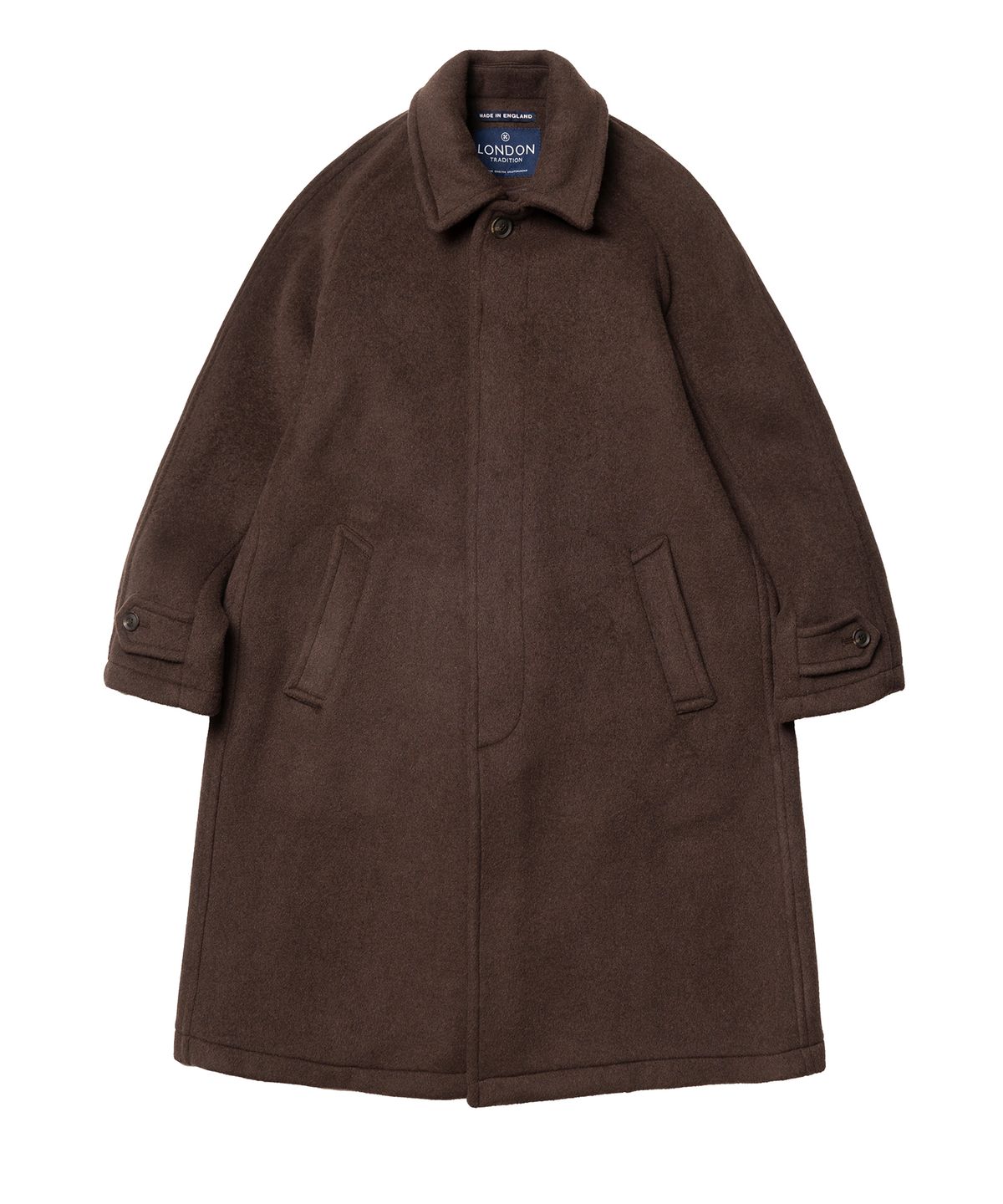 런던트레디션(LONDONTRADITION) Inverted Pleats Wool Coat - Hickory 172