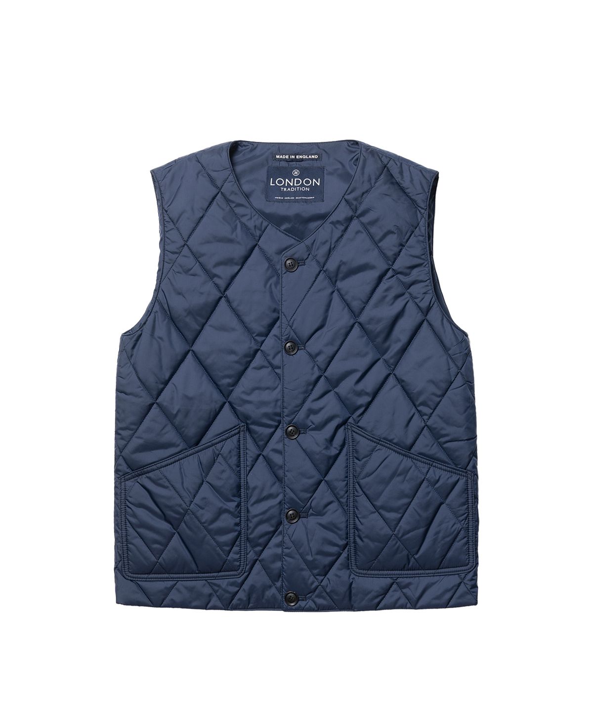 런던트레디션(LONDONTRADITION) Quilted Vest - Harbour Blue 39 Diamond