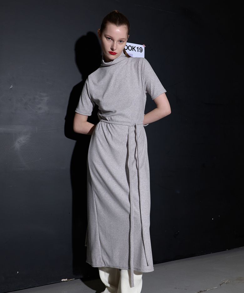 Turtle neck Wrap Long One piece Gray(워머 포함)