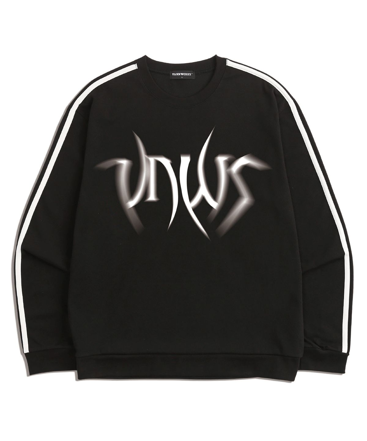 밴웍스(VANNWORKS) POINTED BLUR LOGO 오버핏 맨투맨 (VLS0050) 블랙