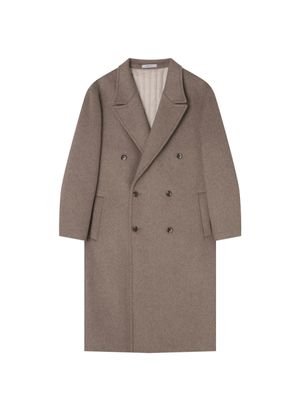 울 블렌드 오버핏  더블코트 베이지