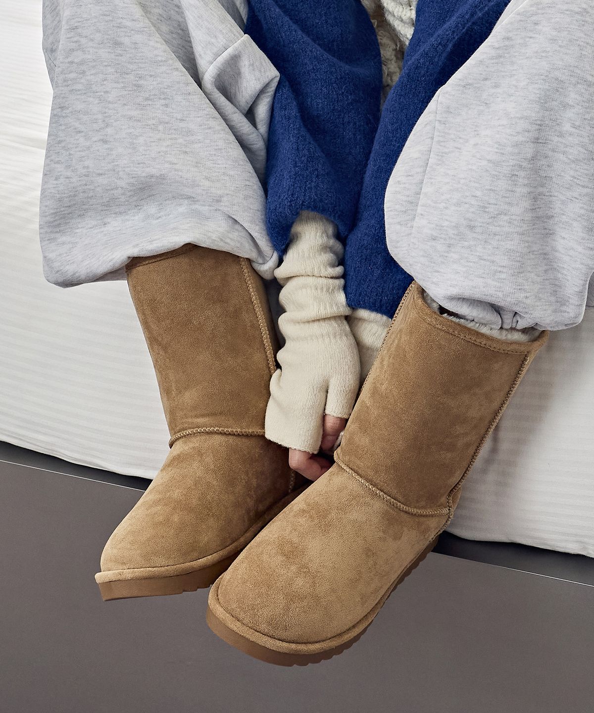 엘칸토(ELCANTO) 스웨이드 털 퍼 부츠
