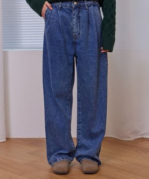 투턱 와이드 데님 블루