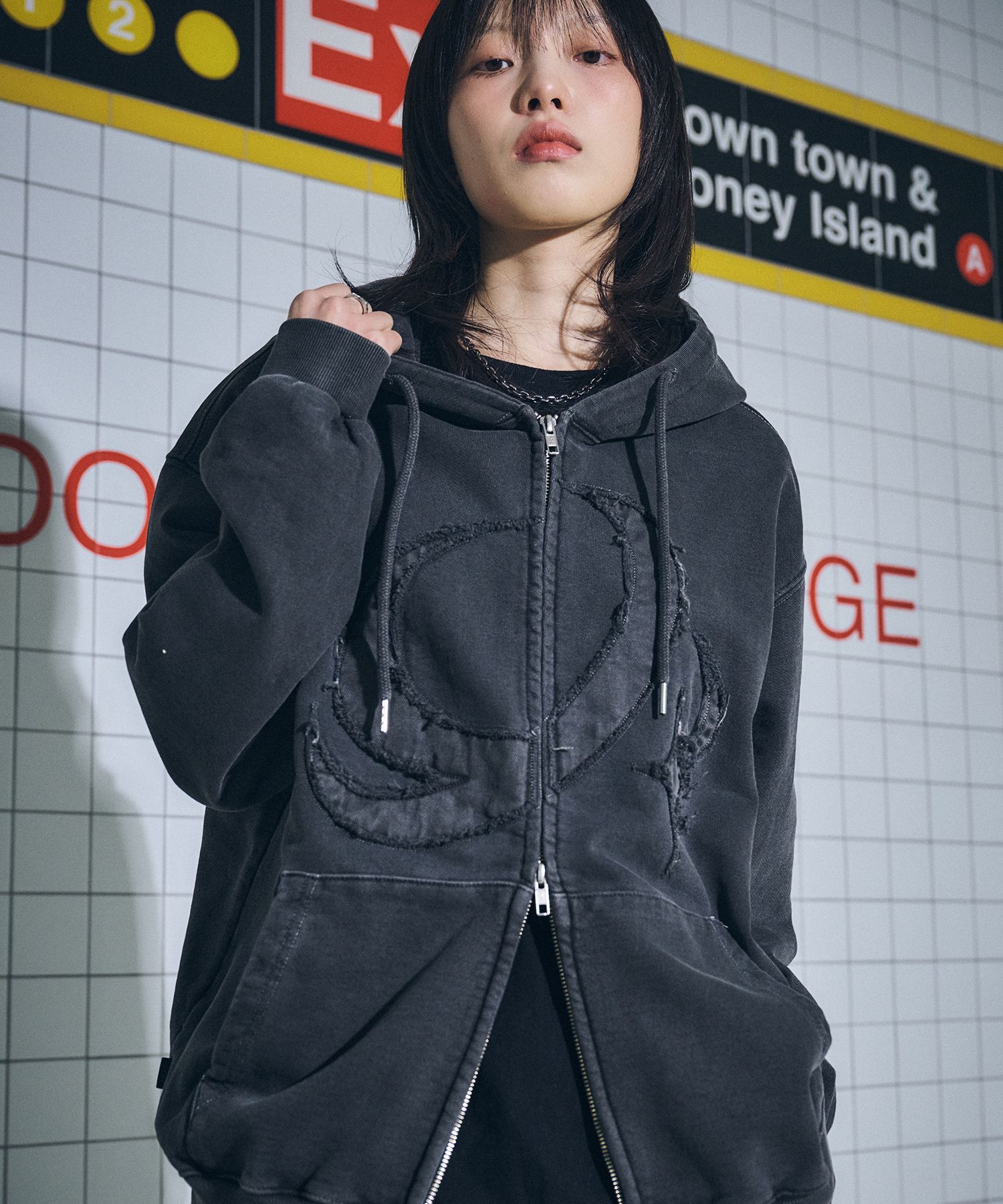 ★関税込★CPGN STUDIO☆[2-WAY] CP STAR Pigment Hood Zip-Up★ MUSINSA公式 | NOT4NERD 4 Cross Symbol Pigment Hood Zip Up