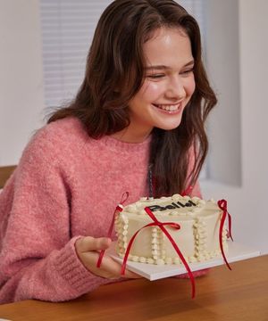 클래식 부클 라운드넥 니트 핑크