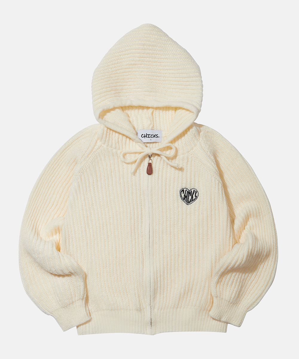 MUSINSA公式 | CHICKS HOFE Knit Hood Hooded Zip-Up Tee Cream
