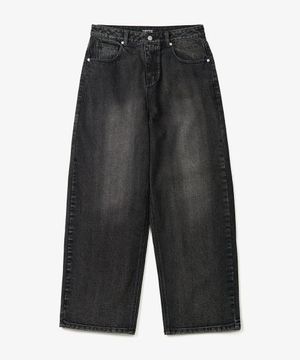 헤이즈 워시드 와이드 데님 팬츠 (SMOKE BLACK)