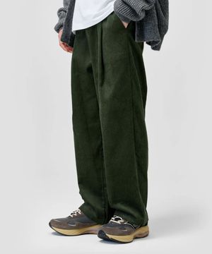원턱 와이드 코듀로이 밴딩 팬츠 [카키]