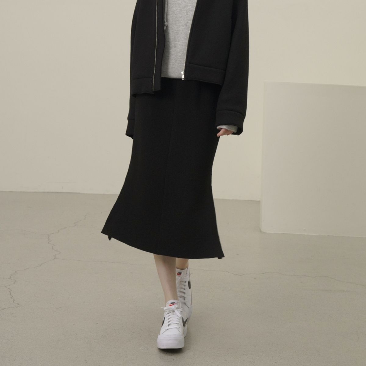 아쿠드(ACUD) Knitted Wool Mermaid Skirt _Black