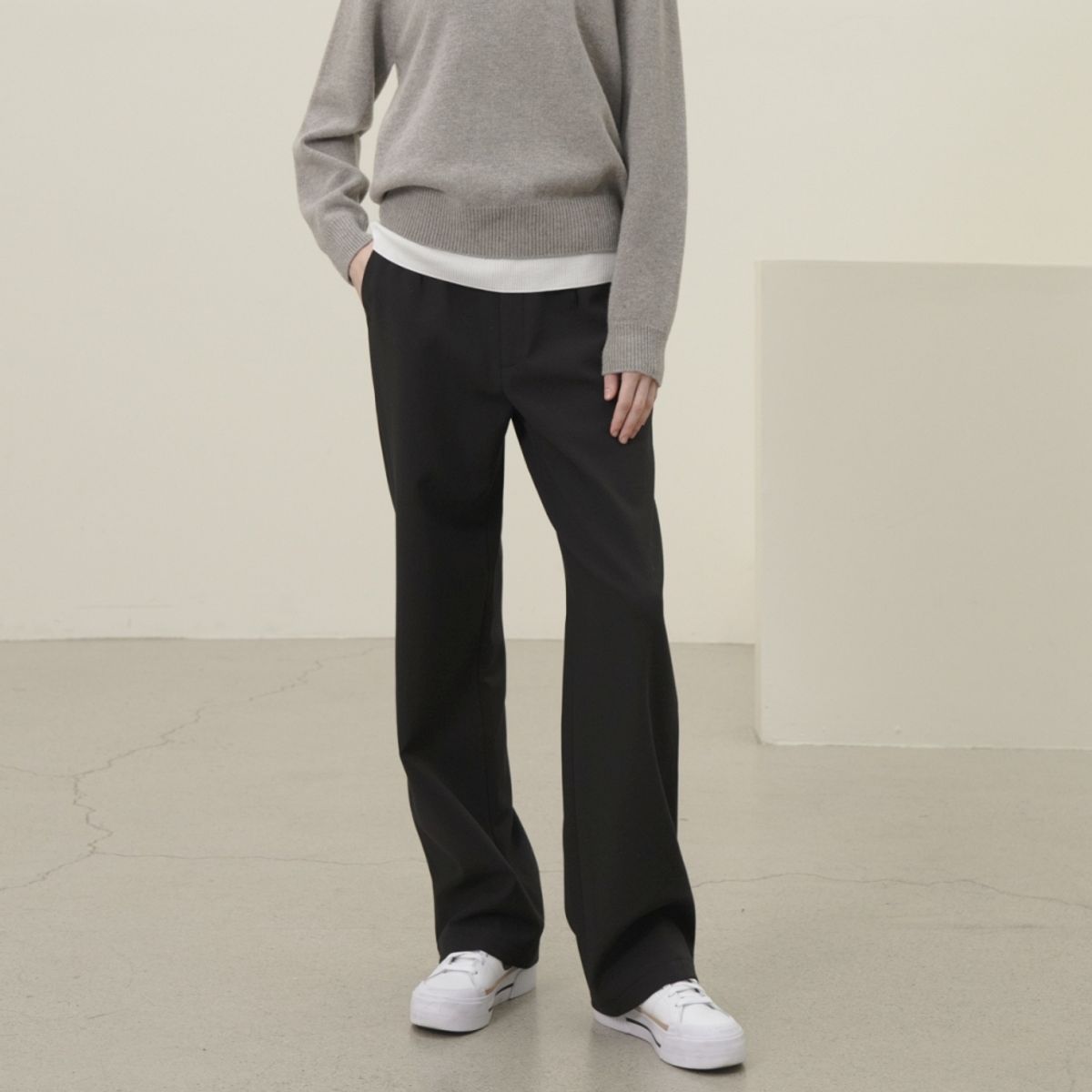 아쿠드(ACUD) (기모) Semi Wide Pants _Black