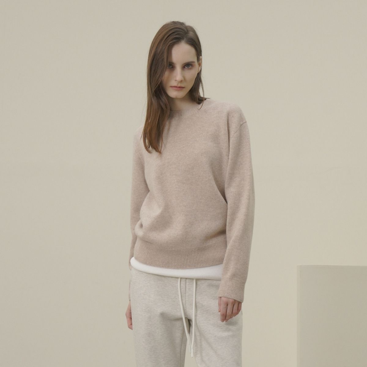 아쿠드(ACUD) Round Neck Wool Knit _Oatmeal