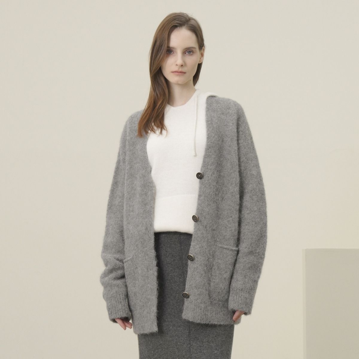 아쿠드(ACUD) Suri Alpaca Heavy Cardigan _Grey
