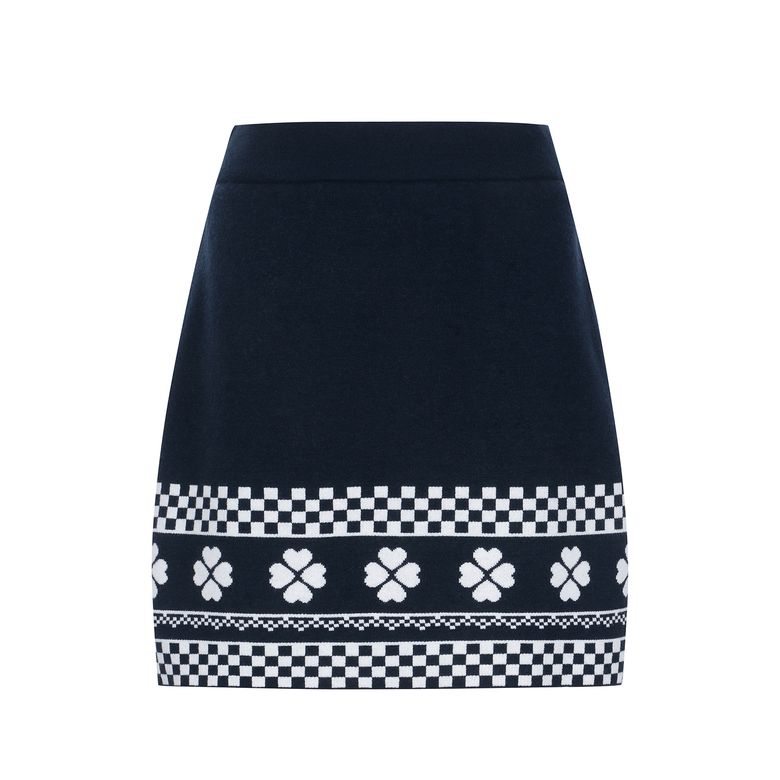 Clover Pattern Knit Culotte_Navy