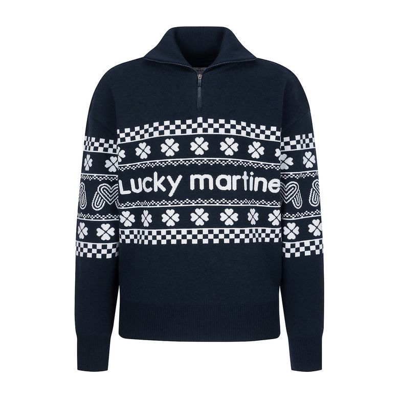 Clover Half Zip-up Sweater_Navy