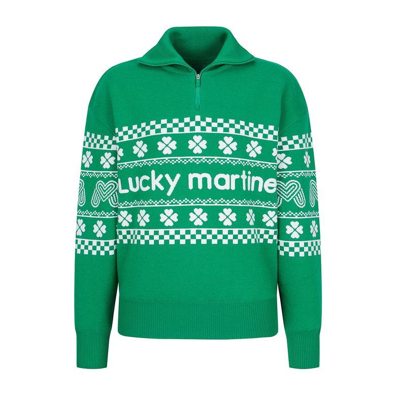 Clover Half Zip-up Sweater_Green