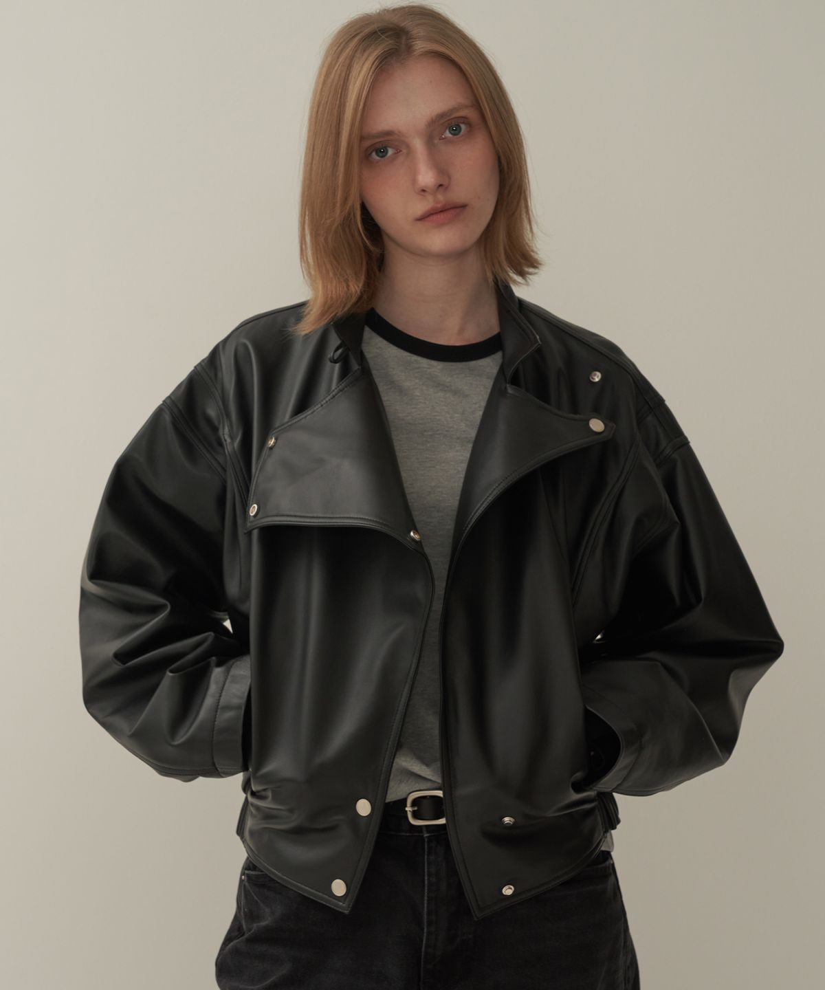 모트(MOTT) 램스킨 레더 점퍼 (ITALY LAMBSKIN) - Black